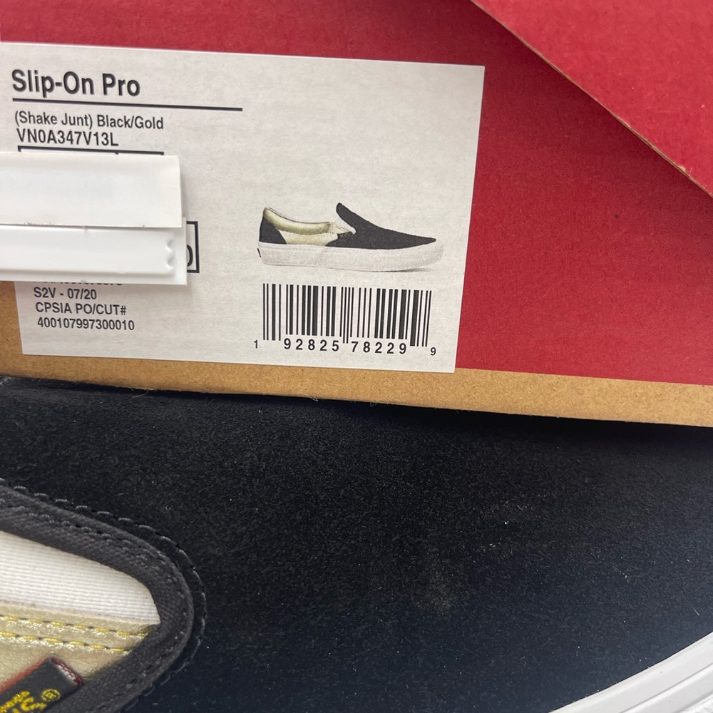 Vans Men’s Slip-On Pro (Shake Junt) Black/Gold Sneakers
VN0A347V13L - Picture 16 of 16
